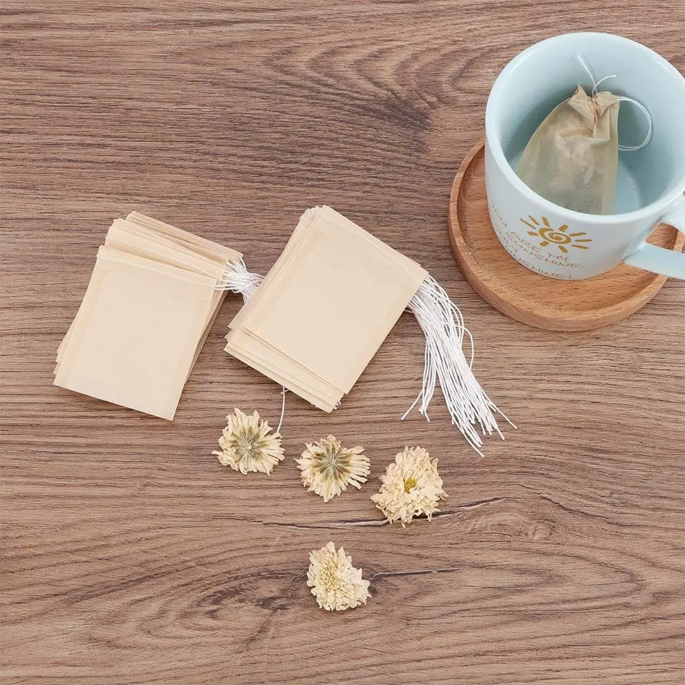 100pcs/lot Unbleached For Herb Loose Tea With Drawstring Heat Seal Eco-friendly Tea Strainer Coffee Infuser Filter Bags Tea Bag