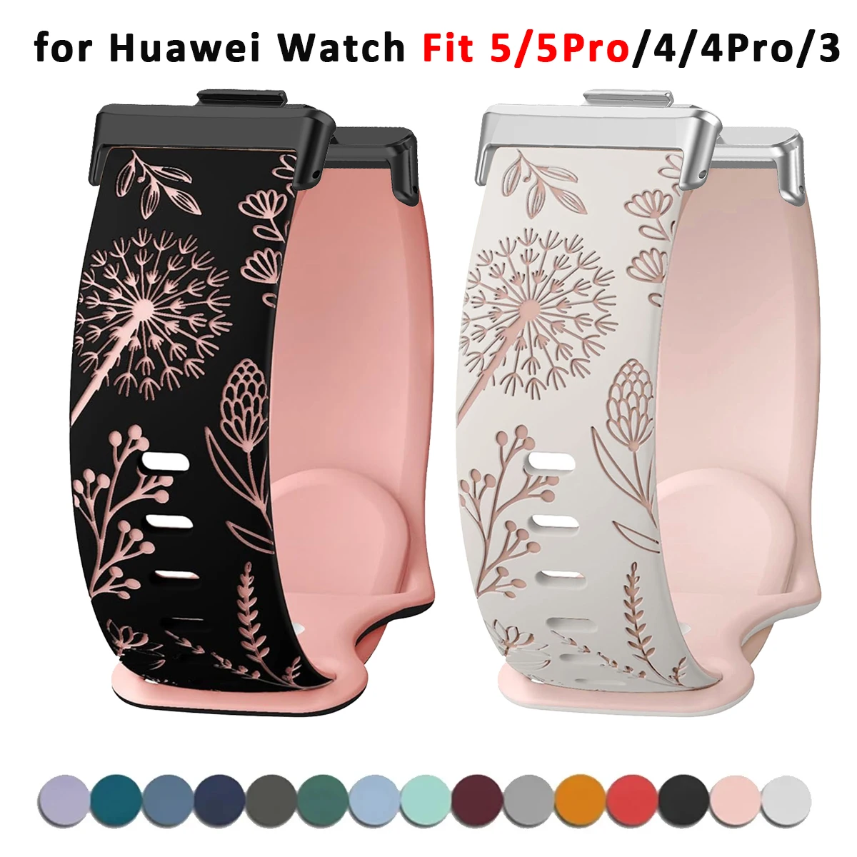 Graviertes Silikonarmband für Damen, Ersatzarmband für Huawei Fit5 5Pro, Armband für Huawei Fit4 4Pro 3, Armband-Zubehör