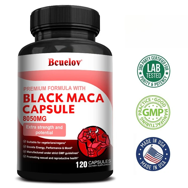 

Мощная добавка с черной макой для мужчин и женщин, 8050 мг, улучшает энергию, выносливость и здоровье мышечной массы.