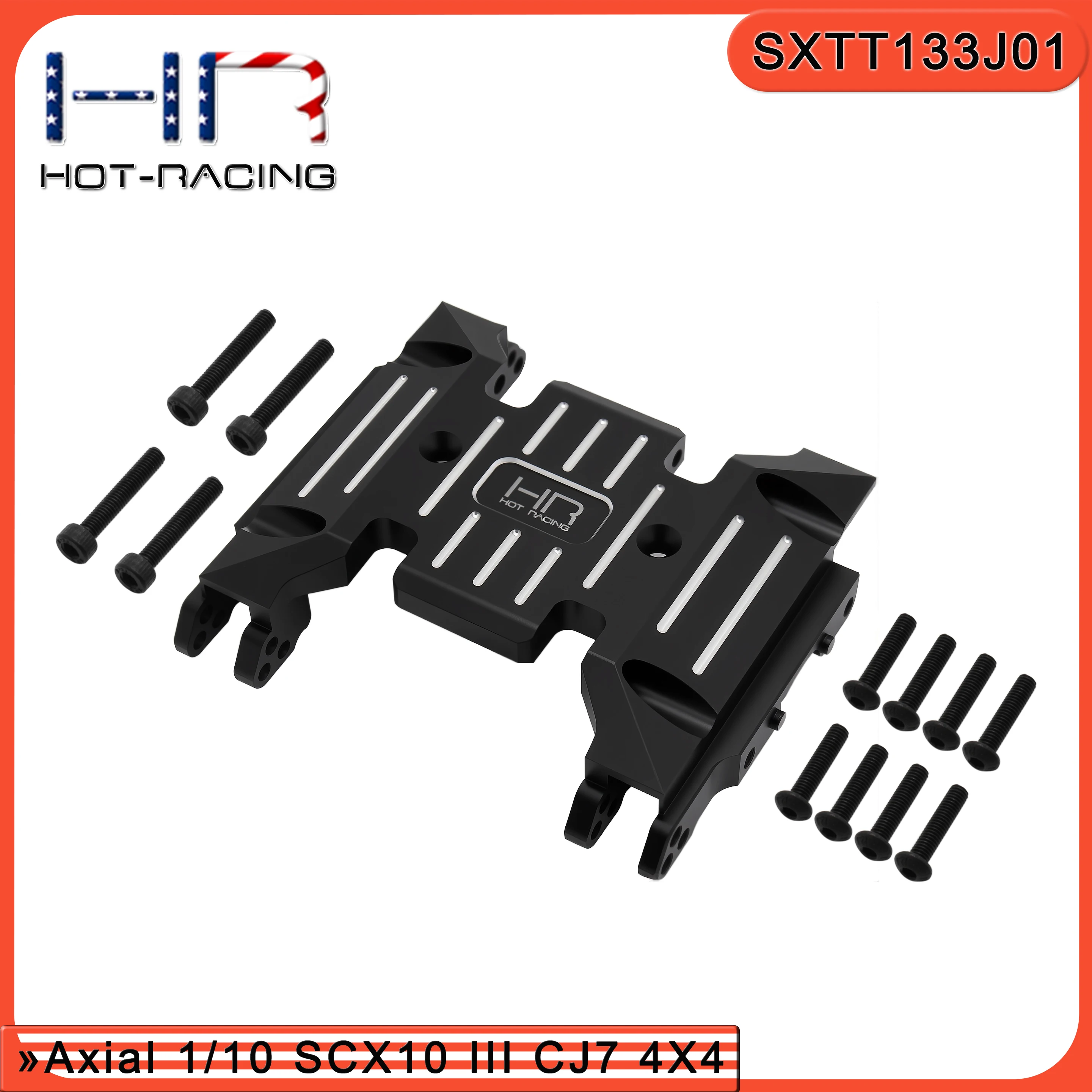 Hot Racing CNC Aluminum Transmission Skid Plate SXTxxTxx for Axial 1/10 SCX10 III CJ-7 AXI03004 Replace AXI-3873