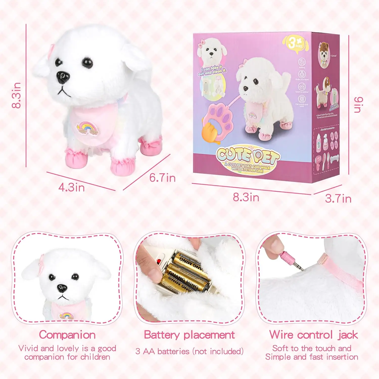 Chien en peluche coule avec laisse pour enfant, jouet électronique, animal de compagnie, marche, contrôle tactile, queue tremblante, meilleur cadeau pour fille