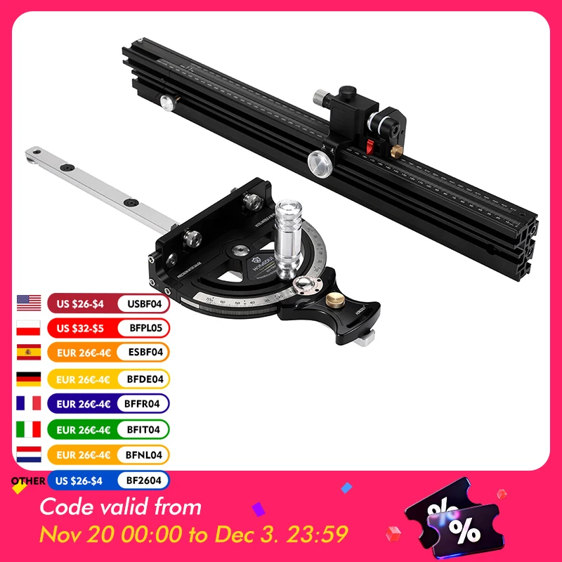 HONGDUI-Medidor de inglete de 0-70 grados, HD-MG21 con valla extendida de 850mm para carpintería, sierra de mesa, enrutador, ajuste de ángulo de precisión
