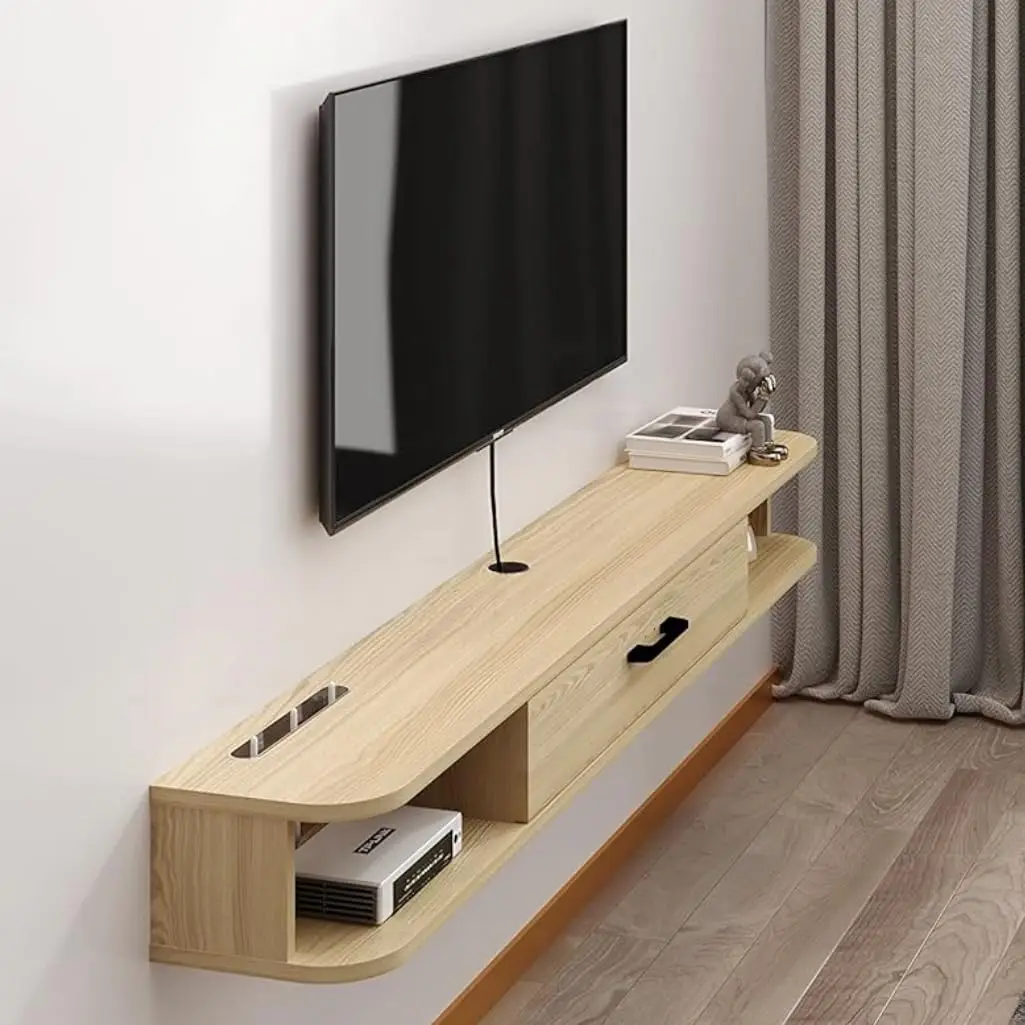 Floating TV Unit, 71'' Wall Mounted TV Cabinet, Floating Shelves with Door, Modern Entertainment Media Console Center Large