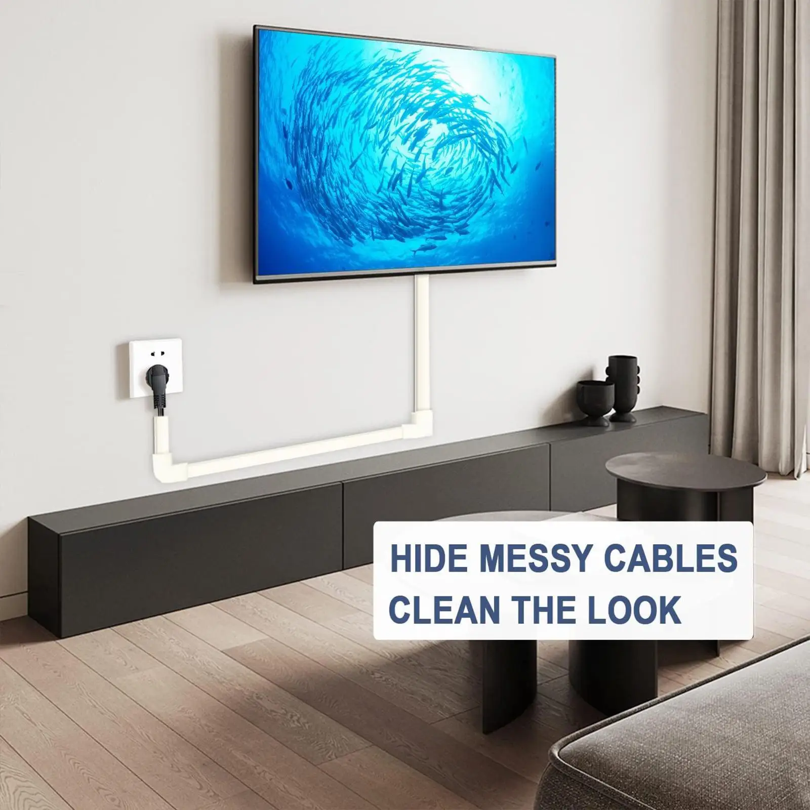 PVC Cable Protector Electric Cord Hider Tidy Wire Concealer Hide Wall Floor Cables for Office Desk Cable Management