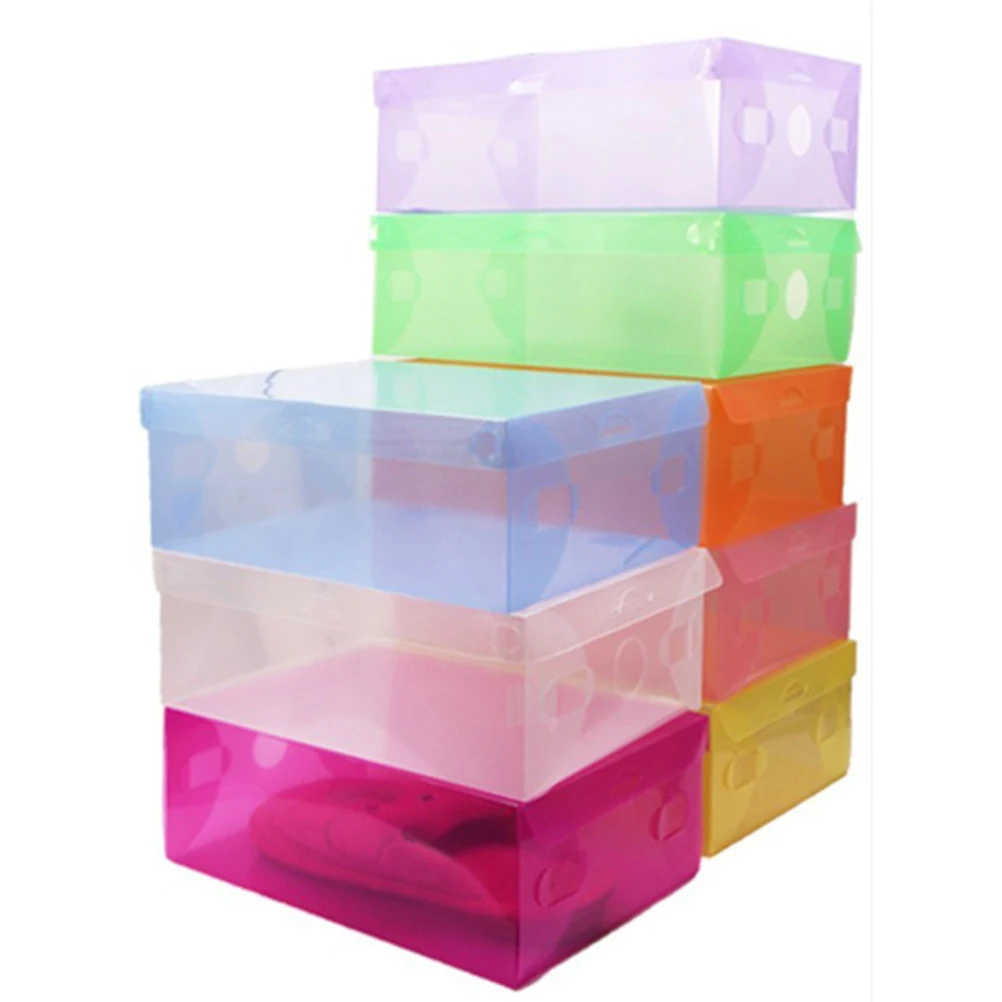 

Flip-cover Plastic Shoe Box Case Shoes Boxes Organizer Transparent Clamshell Girl