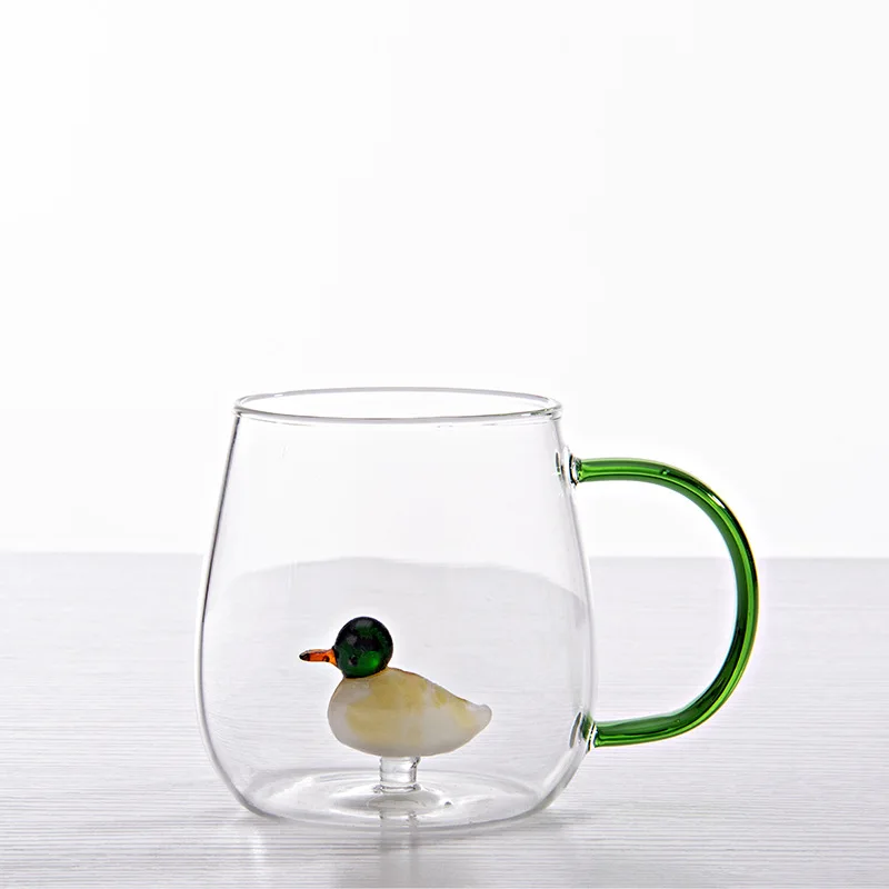 3D Cartoon Animal Shaped Glass Cup Cute Single Layer Home Water Coffee Glass for Guests Juice And Cold Drinks