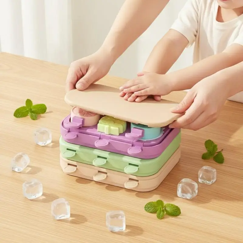 Popsicle Molds Flexible Silicone 6 Cavity Easy Release Fruit Shaped Ice Cream Maker for Home Summer DIY Ice Lolly