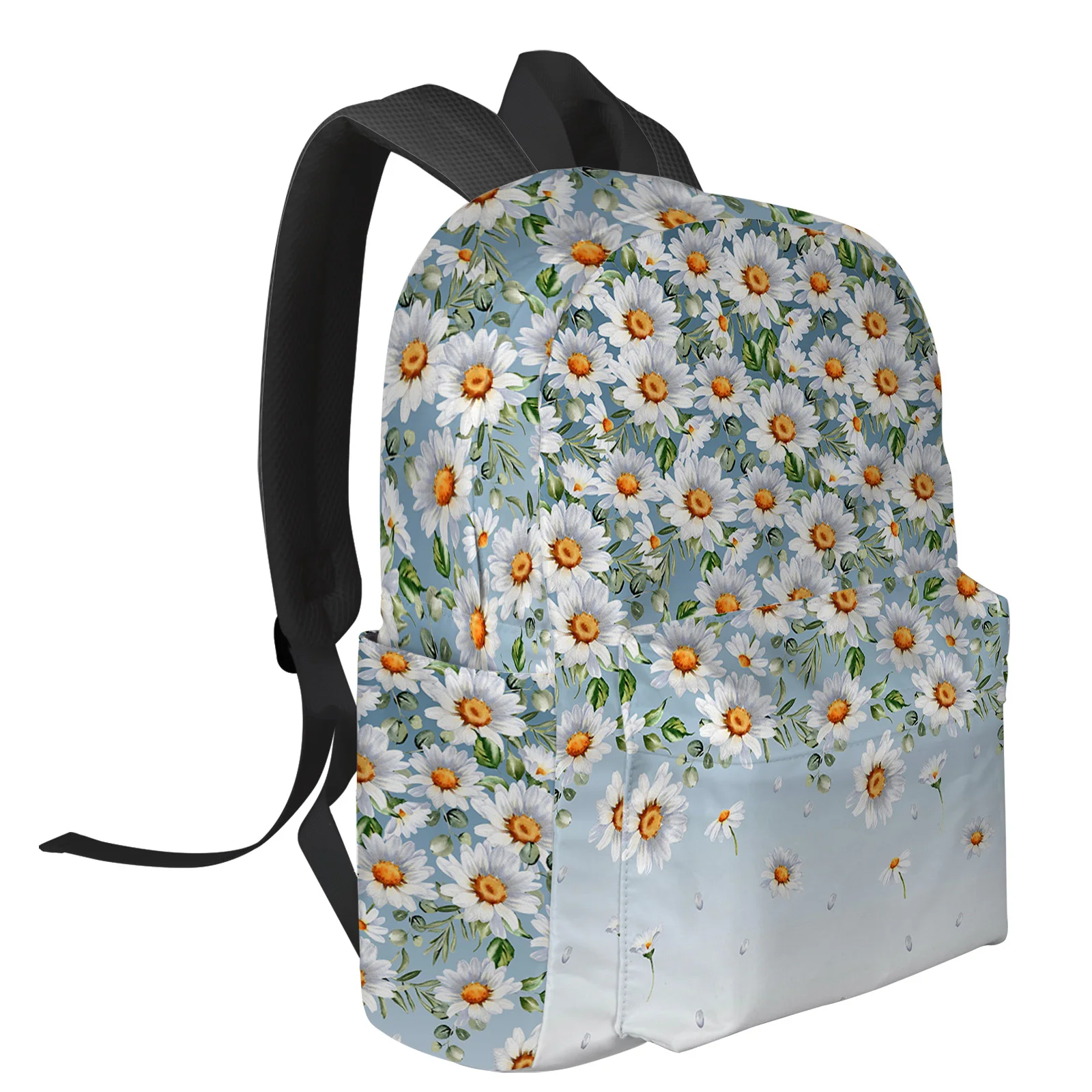 Flower Daisy Gradient Student School Bags Laptop Custom Backpack For Men Women Female Travel Mochila