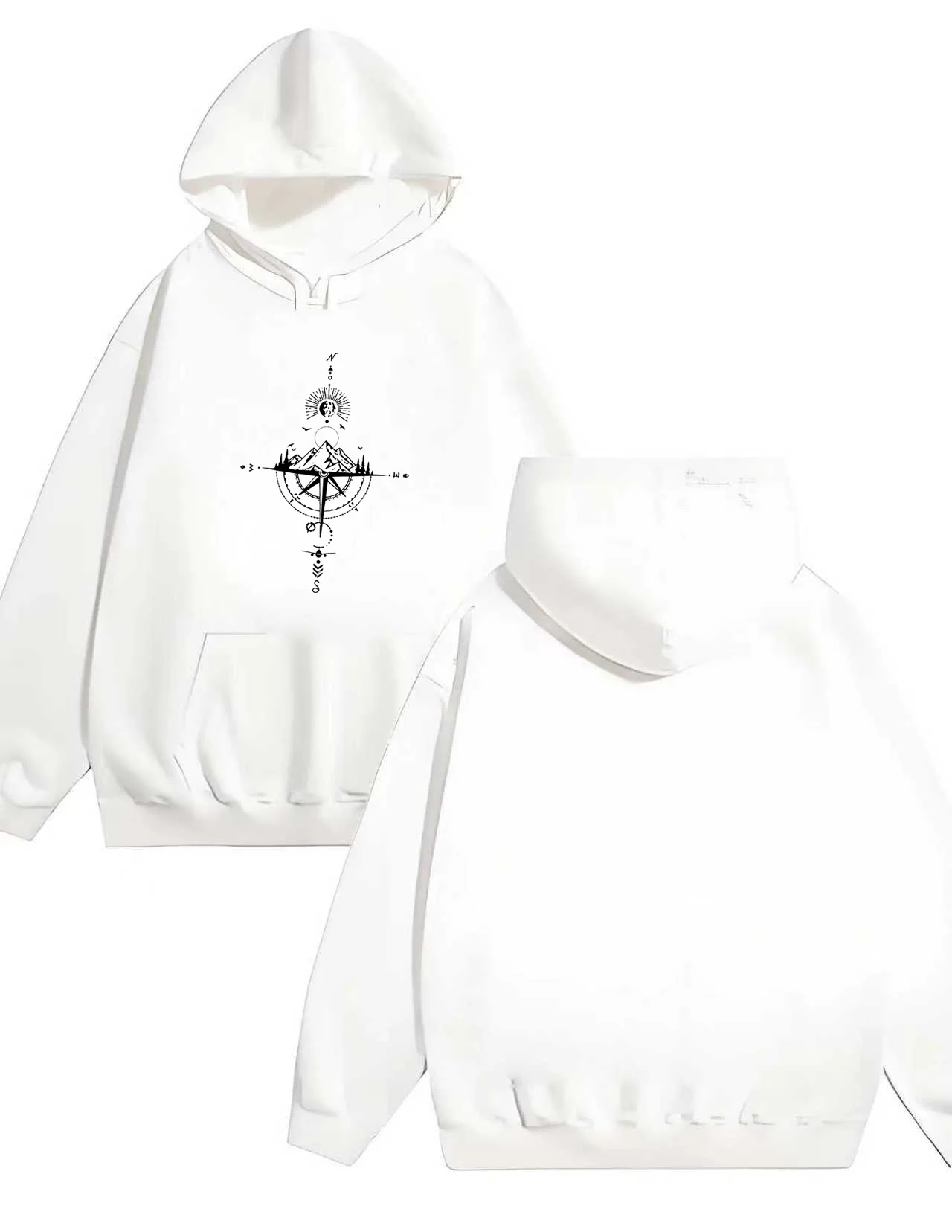 2025 New Compass Mountain modello stampato pullover allentato casual da uomo e da donna 330G felpa con cappuccio pesante