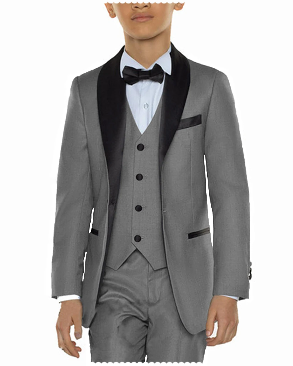 

Dark Grey Suit for Boys Suits Wedding Jacket Vest Pants 3 Pieces Slim Fit Tuxedo Indian Style Kids Child Clothes Fashion Party
