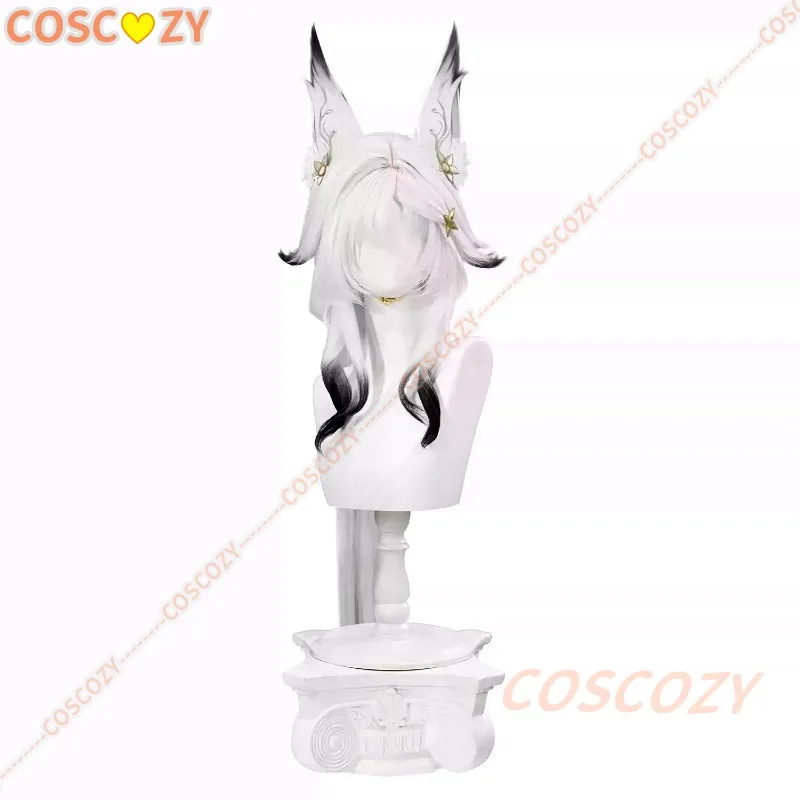 Game Wuthering Waves Hsin Moon Fox Cosplay Wig White Long Hair Heat Resistant Synthetic Wigs Halloween Play Role Carnival Props