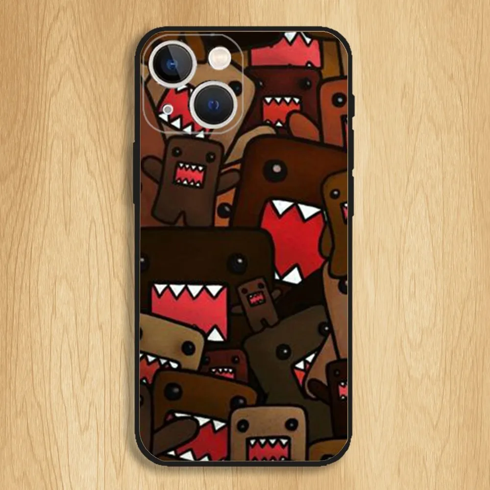 Cute Domo-kun Phone Case For iPhone15,14,13,12,11,Pro,Max,Plus,Mini,X,XS,XR,8,7,6,S,Plus,SE Soft Black Case