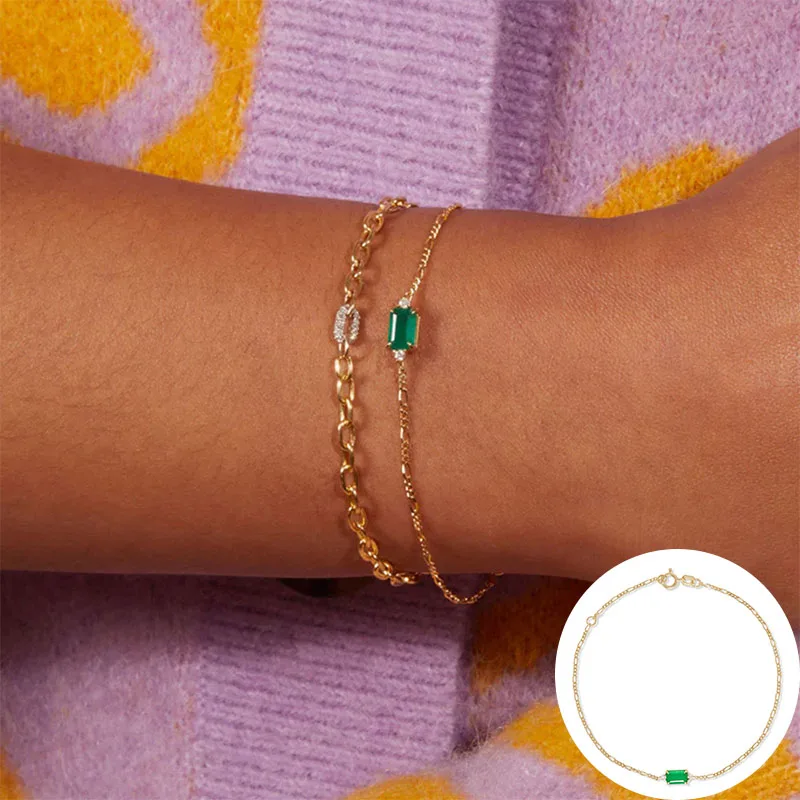 

100% 925 Sterling Silver Zircon Geometric Bracelet for Women Girl Simple Square Design Jewelry Party Gift Dropshipping
