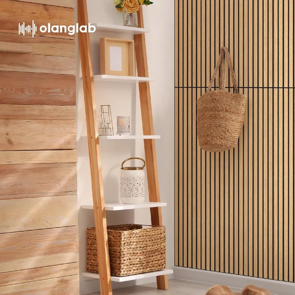 Paneles de pared acústicos de chapa de madera, paquete de 6, paneles de pared absorbentes de sonido de 23,6 × 47,2 para decoración de paredes interiores, roble frío