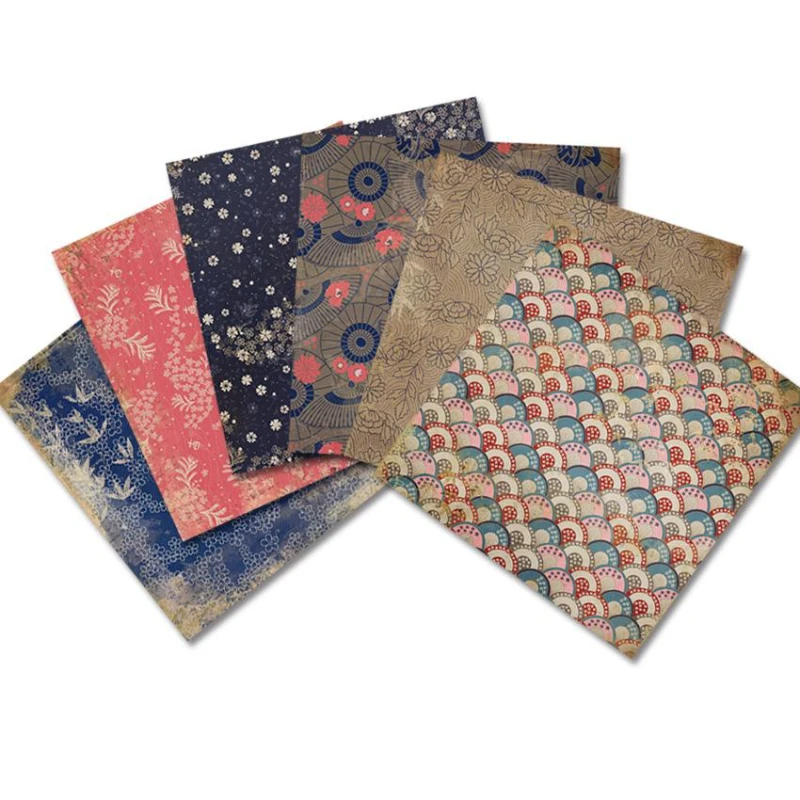 Vintage Japanese Style Scrapbook Paper Pad 6x6inch Assorted Pattern decoupage Cardstock Paper Single-Sided Decorative Card
