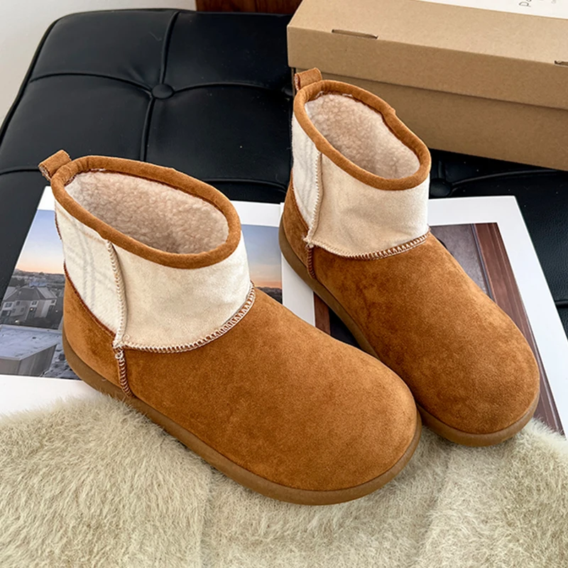 

Женские ботильоны на плоской подошве. Теплая модная хлопковая обувь. Короткие плюшевые зимние ботинки. Новое платье 202. Замшевые спортивные женские зимние ботинки.
