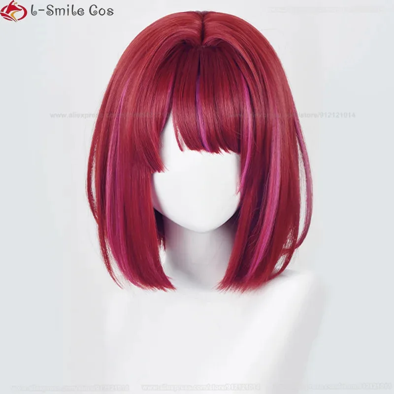 ss13High Quality Wig Anime Cosplay 30cm Red Mixed Pink Arima Kana Heat Resistant Synthetic Wigs