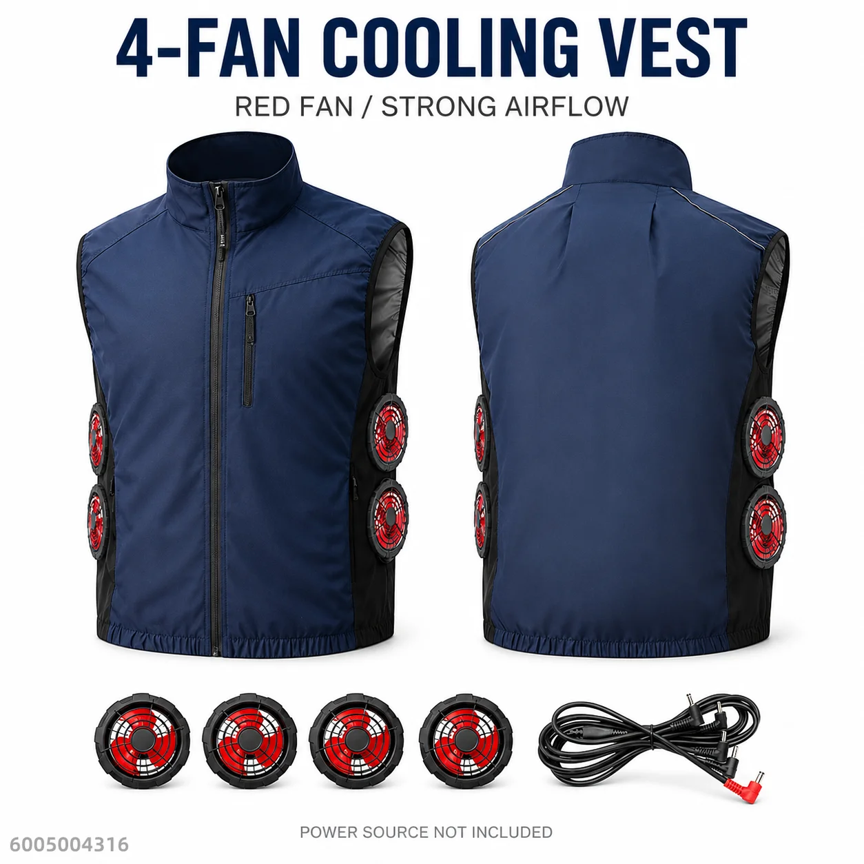Summer Breathable Wearable Cooling 2/4Fans Vest Ice Cooling Air Conditioner Clothes for Outdoor Fishing Heat Resistant