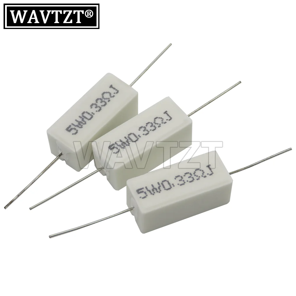 

10Piece 5W Cement Resistance 0.1 ~ 10k Ohm 0.33R 1R 10R 100R 0.22 0.33 1 10 100 1K 10K Ohm Cement Resistor