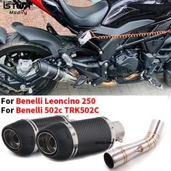 Full System Motorcycle Escape Moto Exhaust Muffler Pipe Mid Link Tube Slip On For Benelli Leoncino 250 For Benelli 502c TRK502C
