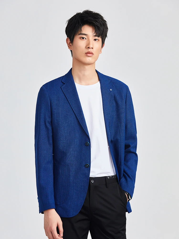 

Мужской повседневный костюм: пиджак премиум-класса, новинка весна-осень, приталенный крой, городской стиль, модный, с круглым низом, для бизнеса и повседневной носки, длинный рукав.