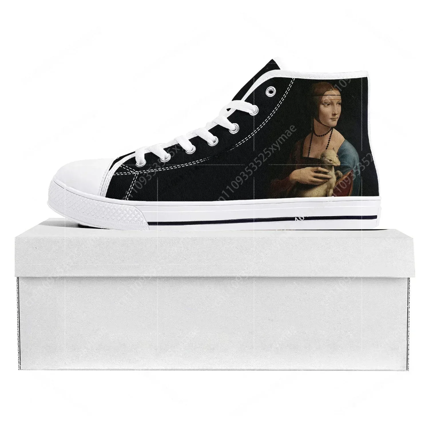 

Lady with an Ermine High Top Sneakers Mens Womens Teenager Canvas High Quality Sneaker Casual Custom Made Shoes Customize Shoe