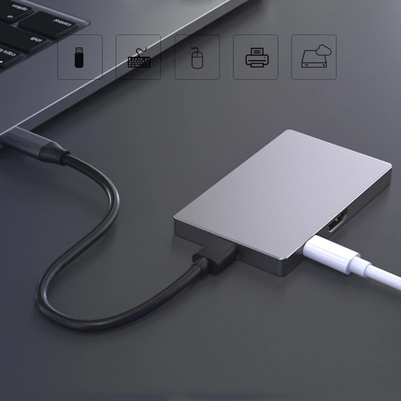 6 منافذ USB C محول HUB 4K60hz نقل الفيديو USB 3.0x2 منفذ البيانات دعم قارئ بطاقات يعزز الاتصال الشحن السريع