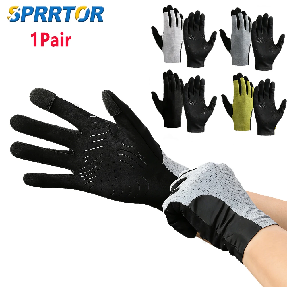 1 Paar Vollfinger-Fahrradhandschuhe, Touchscreen-kompatibel, rutschfest, atmungsaktiv, für Mountainbike und Rennrad, für Herren, Outdoor-Sport