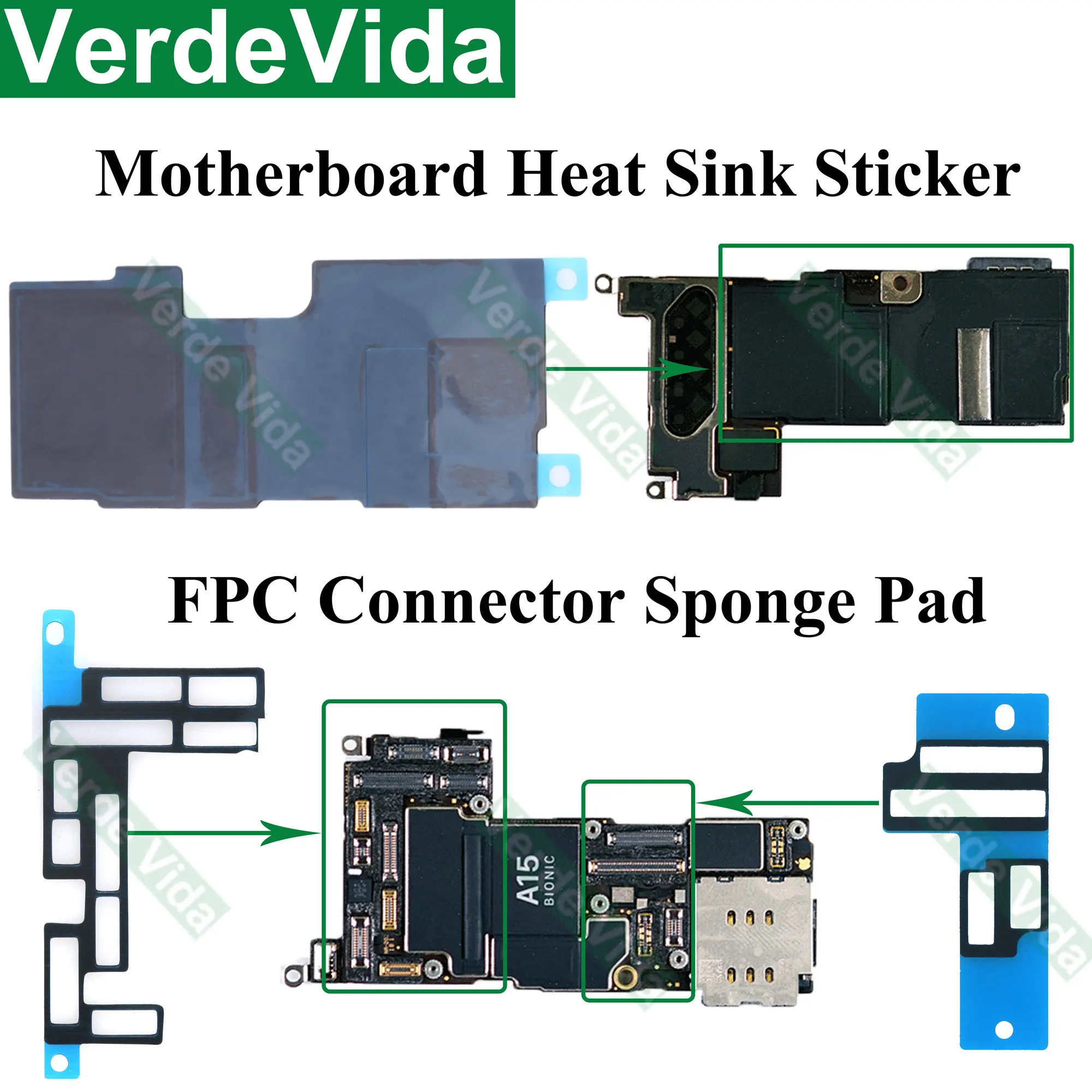 2Set Heat Sink Sticker For iPhone 14 13 12 11 Pro Max XS X XR 15 Plus Sponge Logic Board Dissipation MotherBoard Cooling Glue