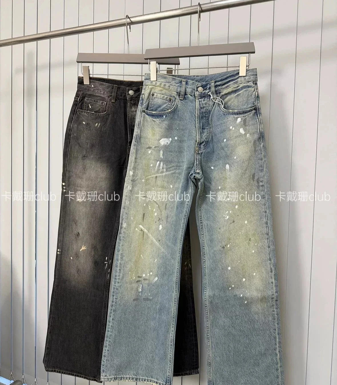 Ac splash ink hand-painted graffiti 2021m straight jeans