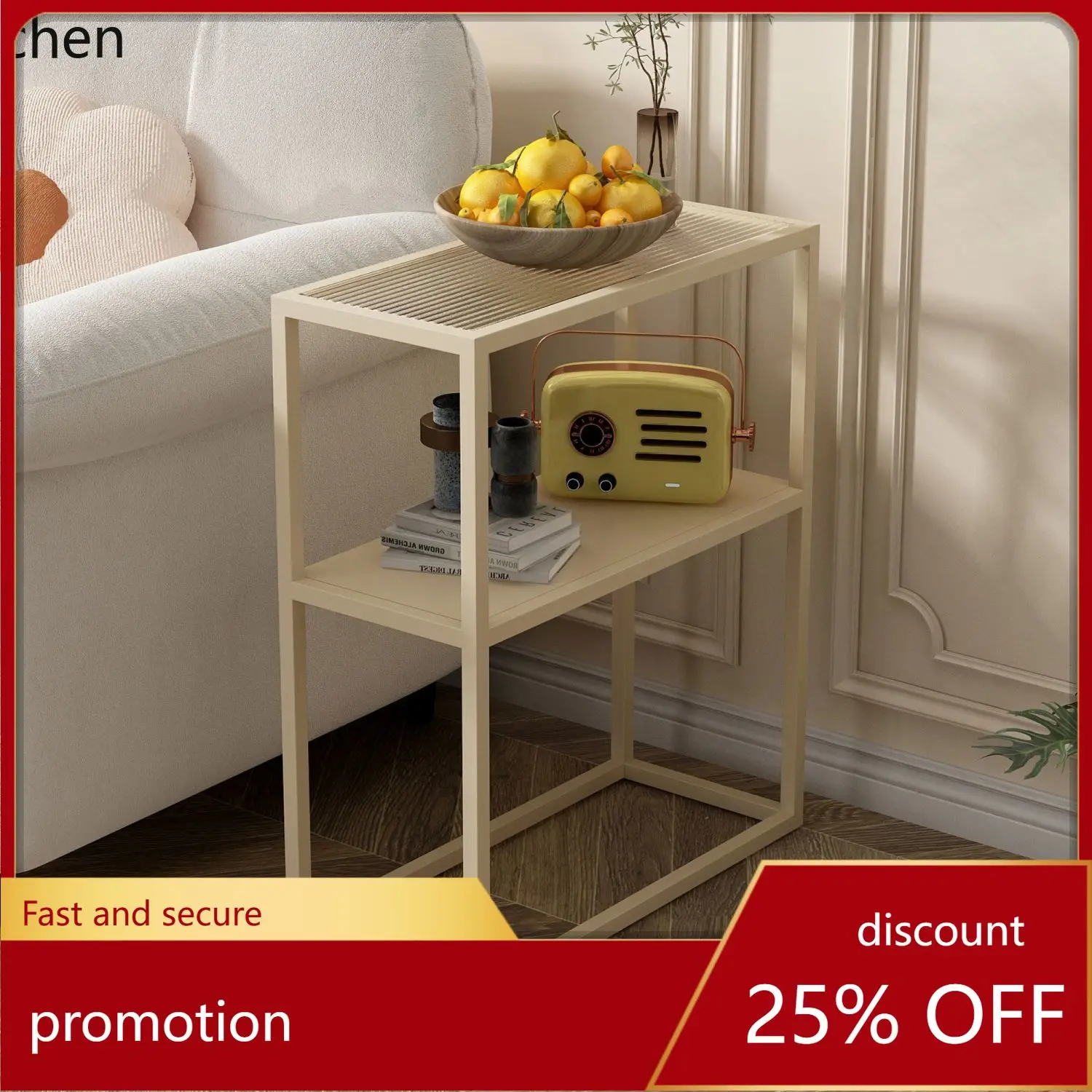 

YFY Side Table Mobile Coffee Table Bedroom Simple Bedside Small Narrow Storage Rack Home Corner Table
