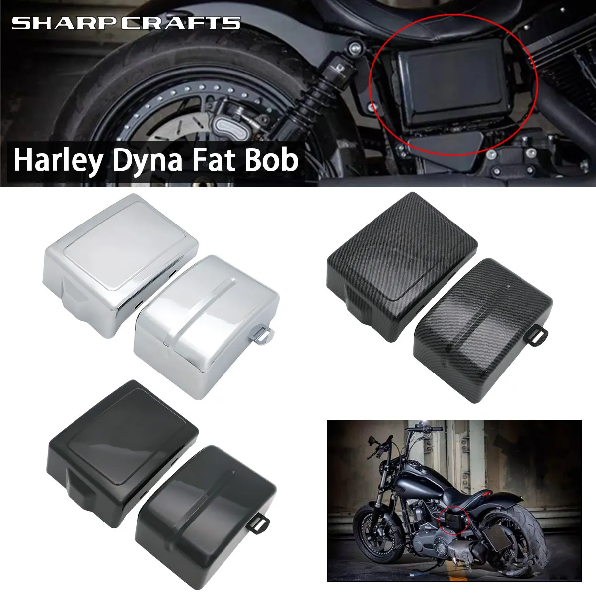 2 pcs Motorcycle Fairing Battery Side Cover For Harley Dyna Fat Bob Switchback FLD Super Wide Glide FXD FXDWG Street Bob FXDB