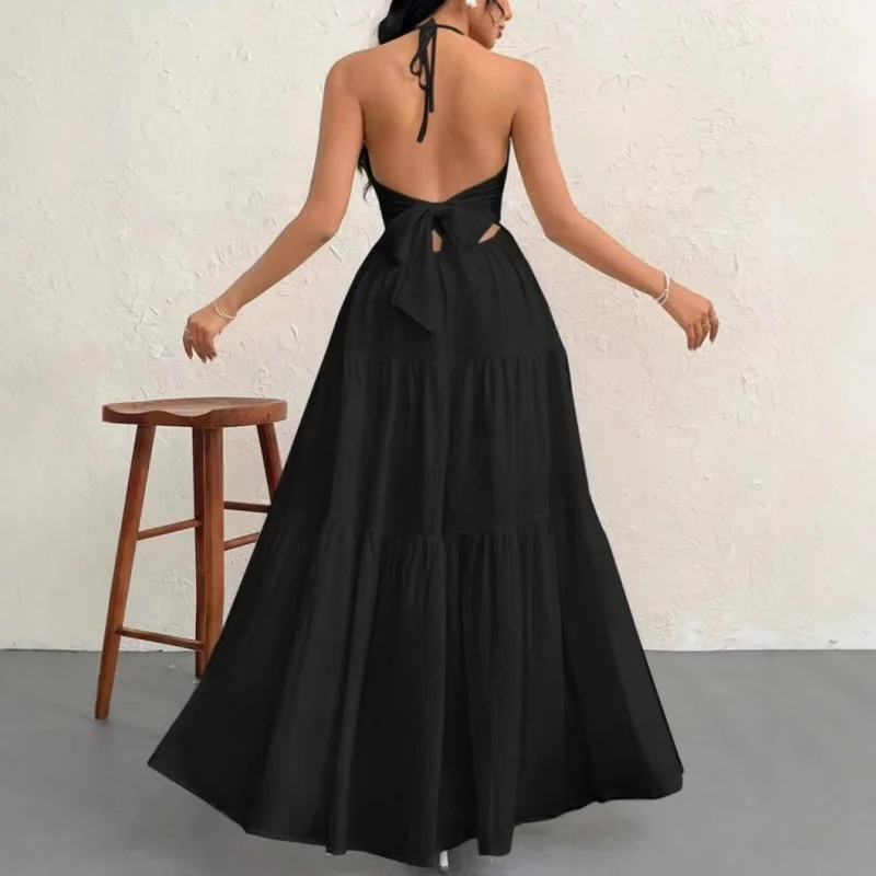 فستان بوهو عميق على شكل حرف V بدون أكتاف - فستان طويل أنيق بحزام لحفلات الزفاف والحفلات والمناسبات الخاصة وملابس السهرة