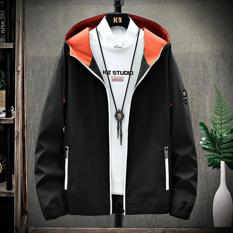 

Jacket Men's Coat Autumn Korean Style Casual Hooded Outerwear Men's Top Clothes New Fashion Male Cargo Windbreakers Large Size