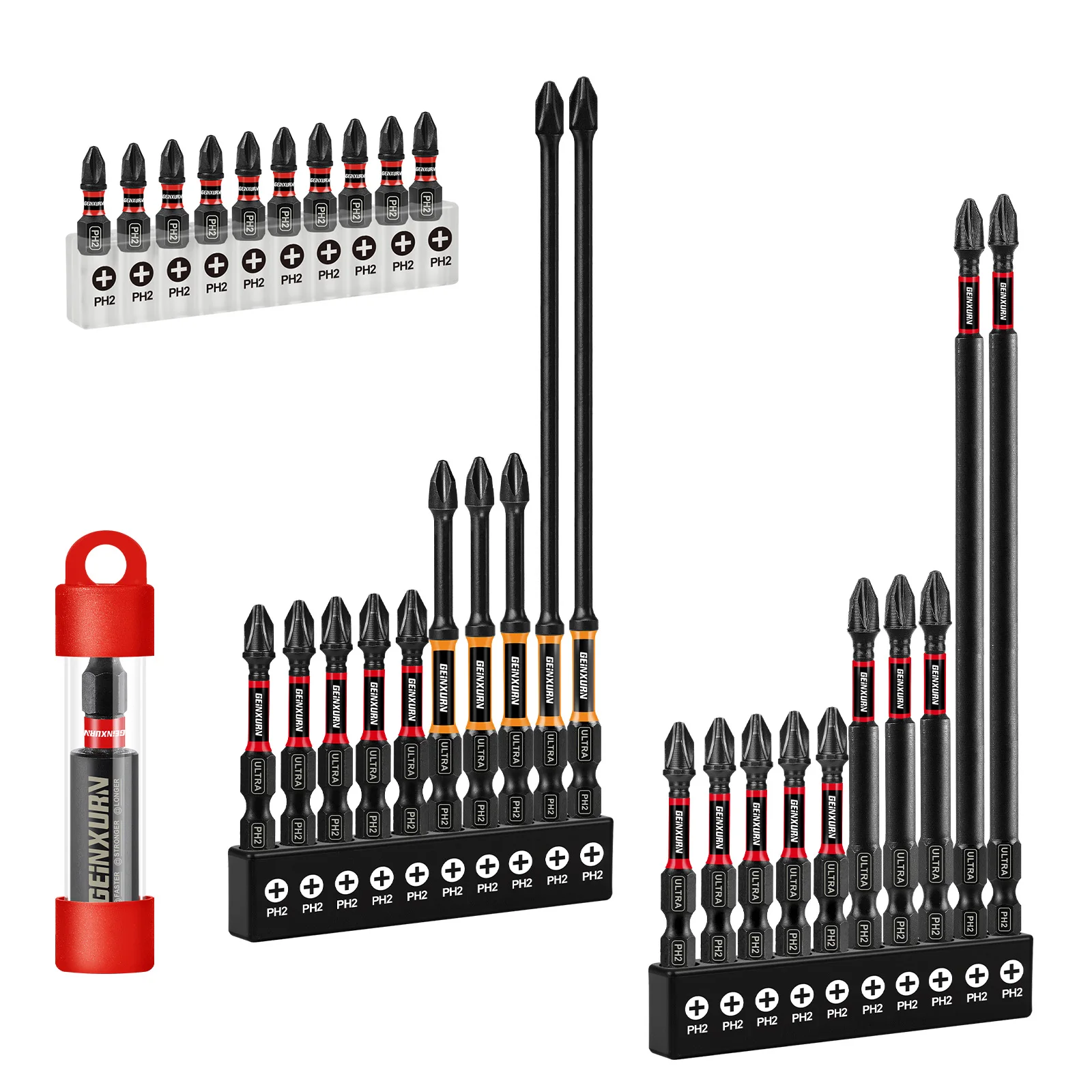 

Geinxurn Impact Магнитный # Набор из 2-х крестовых отверток, набор силовых бит из легированной стали с органайзером для хранения