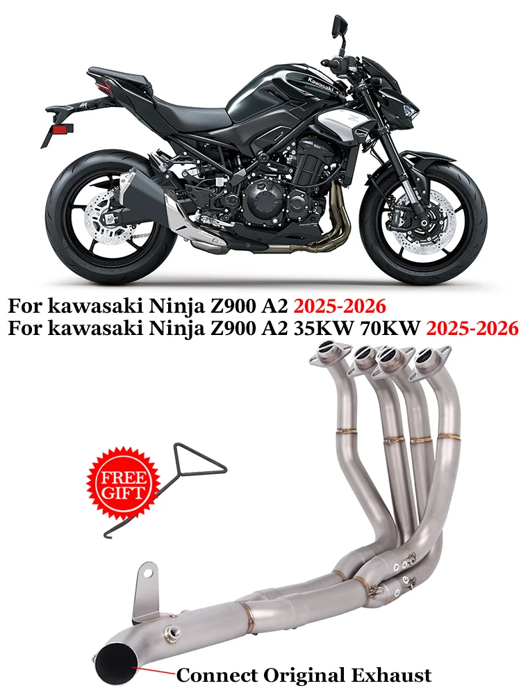 Slip On Motorrad Auspuff Escape System Schalldämpfer Edelstahl Front Link Rohr Für kawasaki Ninja Z900 A2 35 KW 70 KW 2025 2026