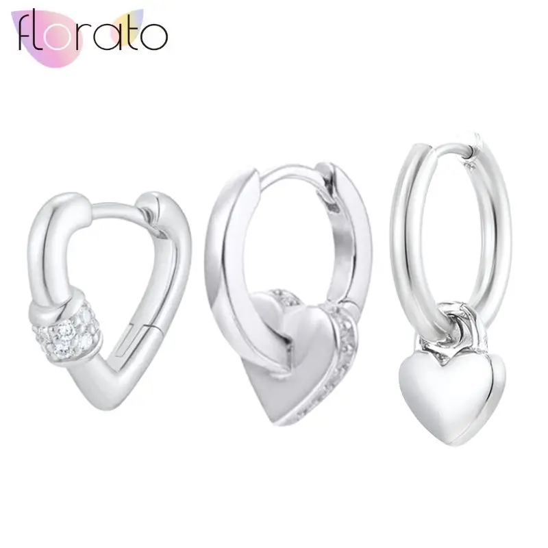 

925 Sterling Silver Ear Needle Light Luxury Micro-encrusted Stone zircon Heart-shaped Earrings Sweet Fashion Earrings Jewelry