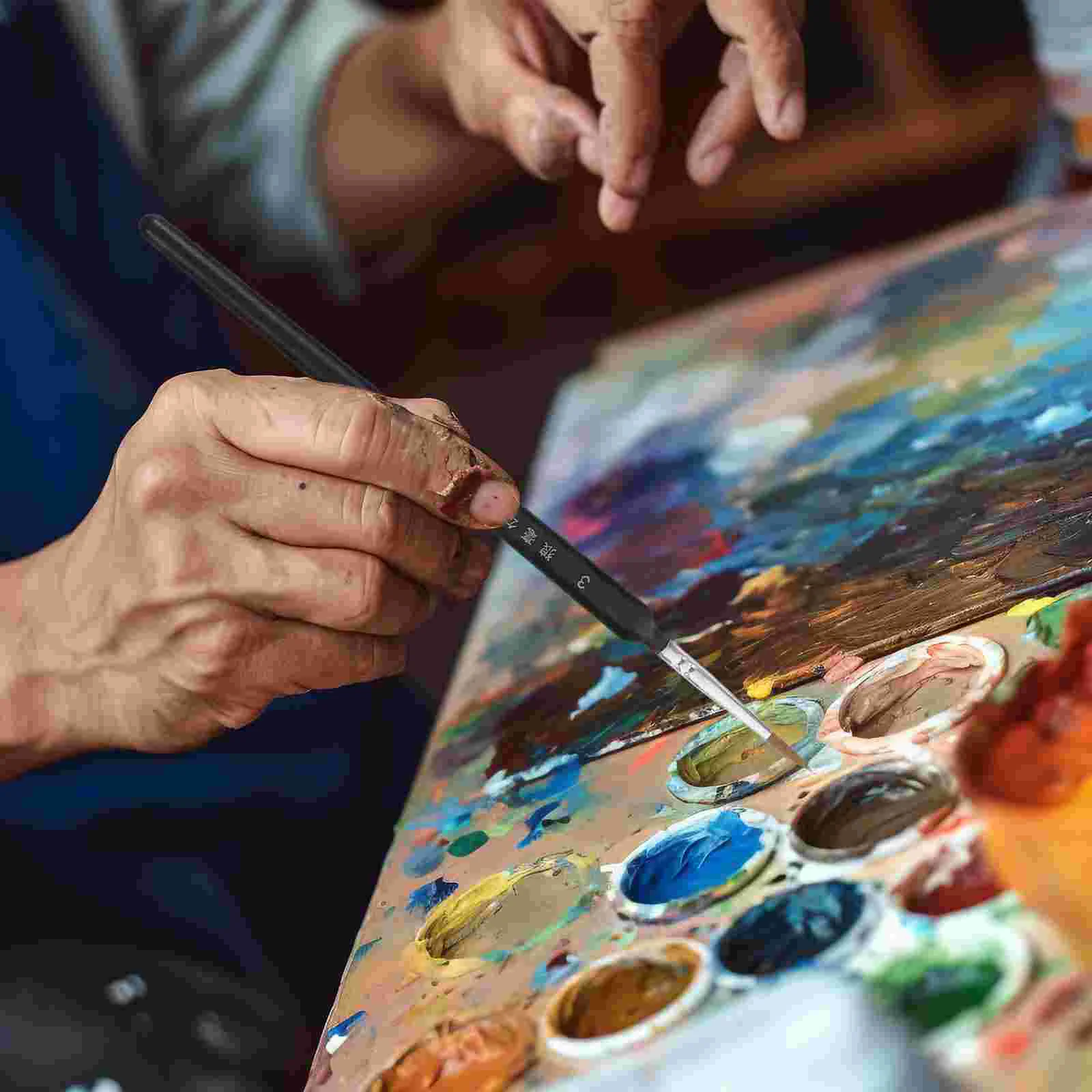 5 Pcs Oil Paint Brush Fine Tip Face for Detail Brushes Nail Top Coat Miniature Rock