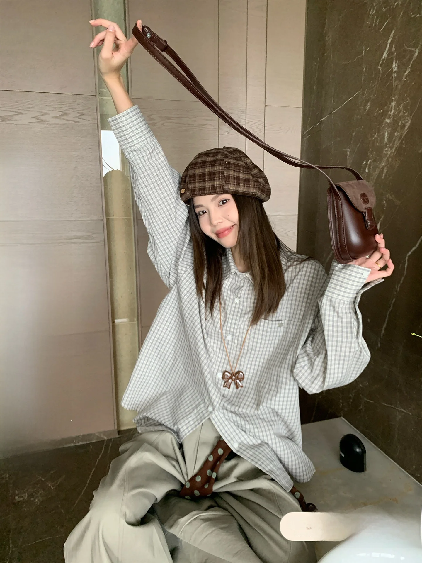 

Loose Long Sve irt Women's Inner Wear Autumn Winter Layering Super Beautiful Korean Sle Sòng Zhèngēn Che Pattern Tur...