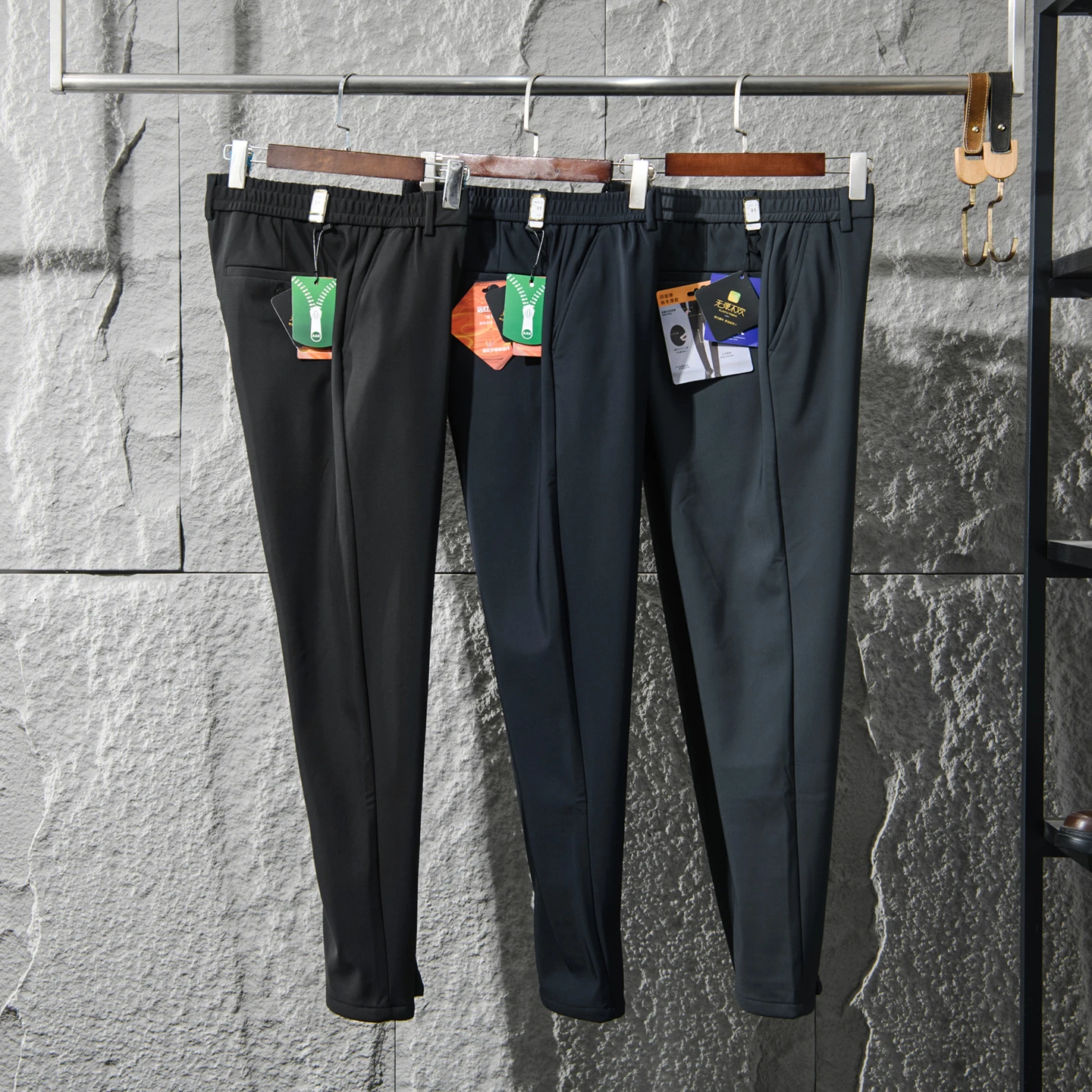 

High-End Men's Fce-Lined Straight Leg Busin Casual Pants Cold Resistant Static Dissipation Infrared Radiation Heat Rete...