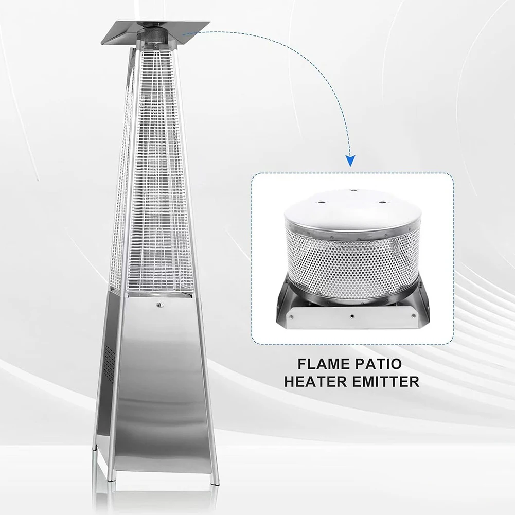 

1 шт., обогреватель для патио, горящая сетка, экран излучателя и основание из нержавеющей стали, 4-сторонний обогреватель в форме пирамиды, замена экрана излучателя и основание