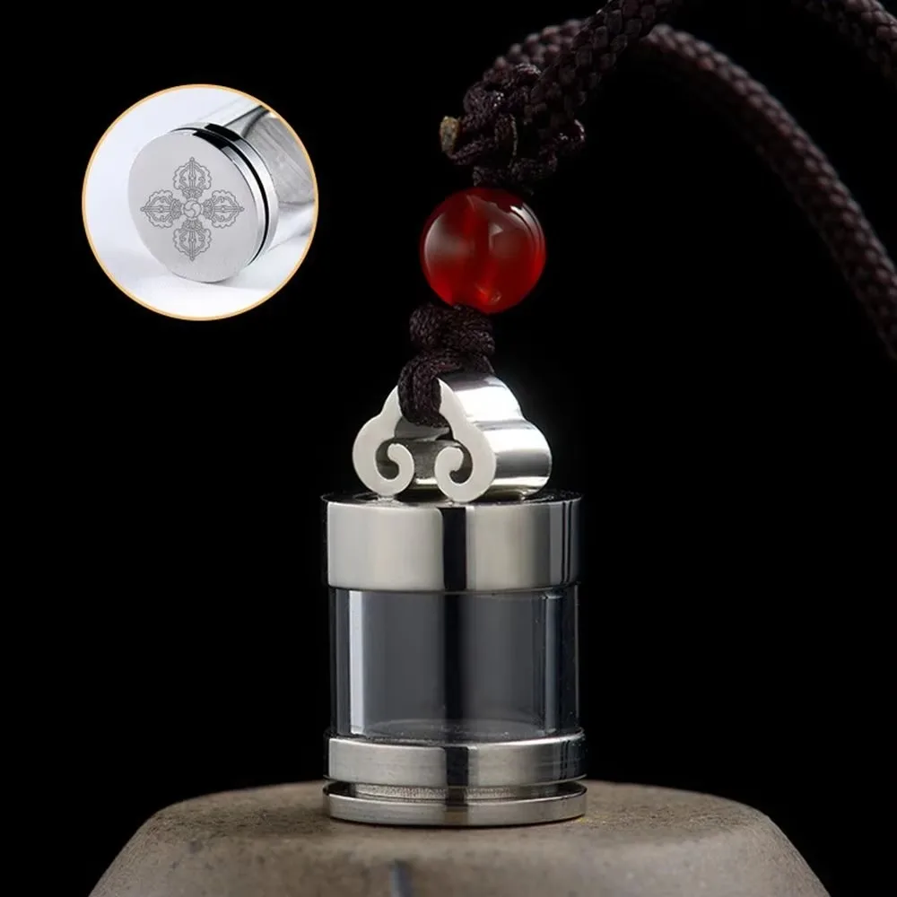 Gold Silver Vial Necklace Titanium Steel Transparent Ashes Urn Pendant Glass Tube Openable Memorial Jewellery