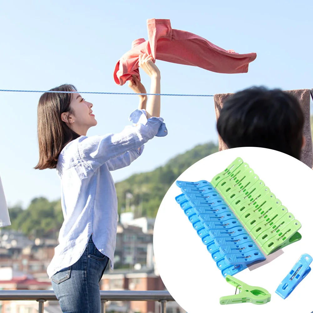 24Pcs Plastic Clothes Clip for Hangers Strong Load-Bearing Capacity Plastic Pegs for Drying Quilts Clothes