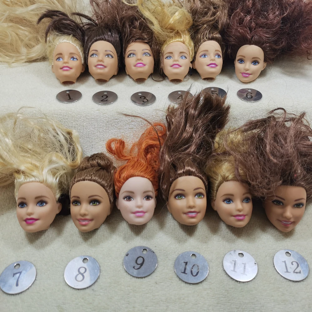 B20-3 Original Foreign Trade European Beauty1/6 OOAK NUDE Doll Head Mussed White Curly Hair for DIY Soft PVC Head  90%NEW B