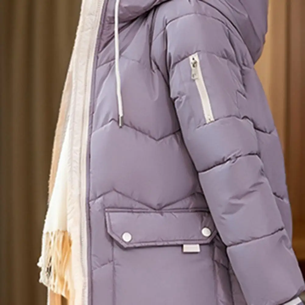 

Хлопковая пуховая куртка средней длины, женская корейская свободная куртка-пуховик, новинка 2025, утепленная теплая стеганая парка с капюшоном, Femme 2XL, хлопковая куртка