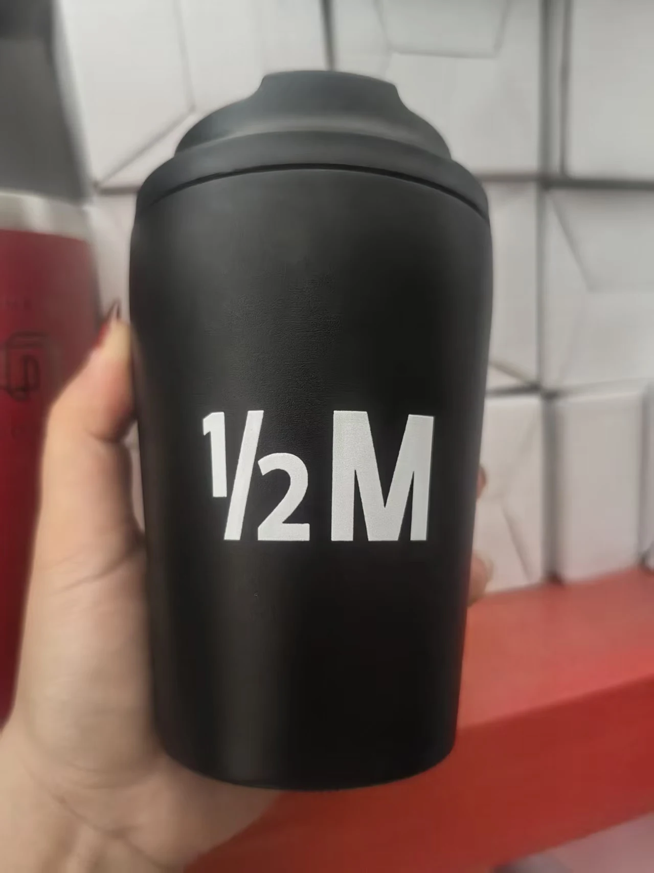 Image de logo complet 12oz tasse thermique saoudienne demi M tasse à café isolée en acier inoxydable Thermos sous vide tasse de voyage gobelet isolé