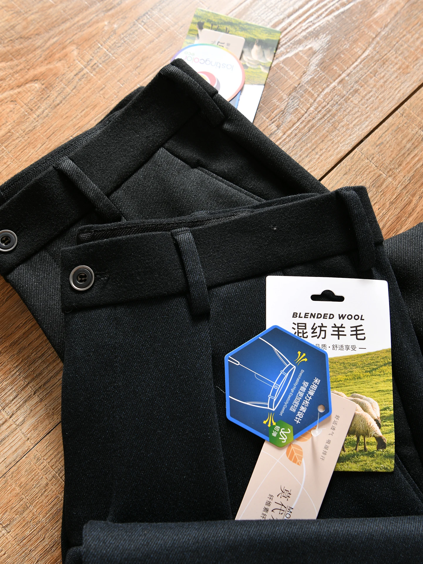 Men's Casual Straight Leg Pants Wool Blend Thickened Loose Fit Autumn Winter Fashionable Long Trousers Comfortable Breathable