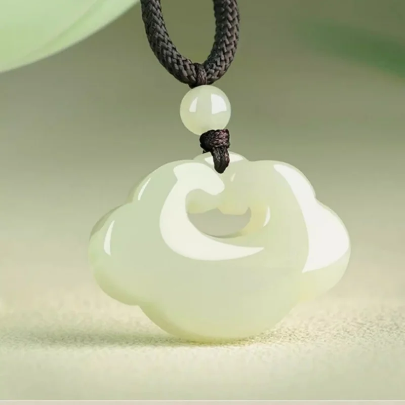 Hetian women, Ruyi peace lock jade pendant necklace, new model, a birthday gift for mom or girlfriend