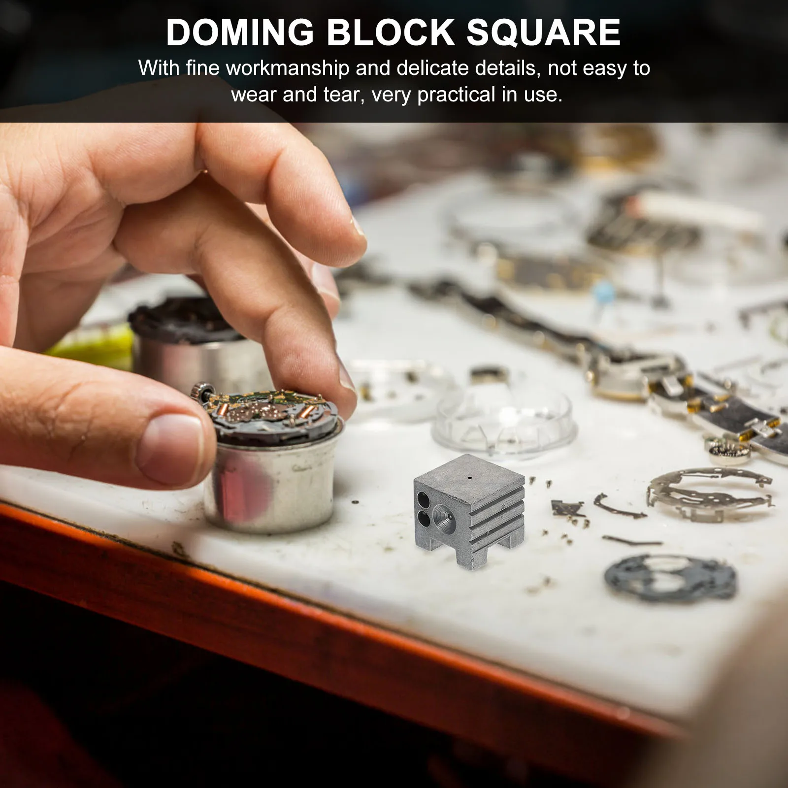 Iron Steel Base Watch Jewelry Repair Tool Dapping Block Square Holder Kit Silver Watch Repair Block Square Practical