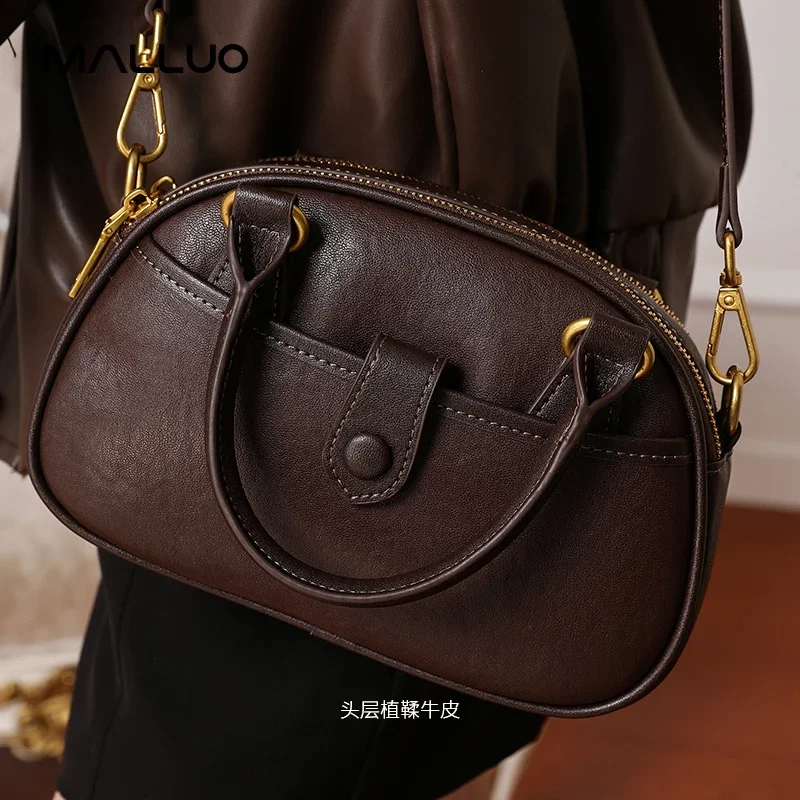 

Women Cow Genuine Leather Shoulder Bags Ladies Cowhide Shoulder Bag Versatile Square Bags Female Casual Satchel Commuting Bag